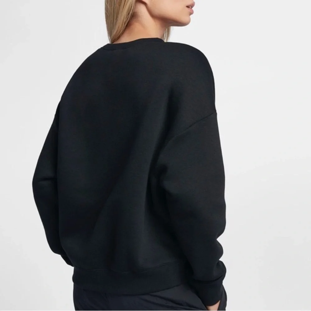 NIKE Air Cropped Crewneck Sweatshirt Black XS | Side Zip Athleisure